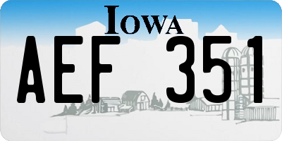 IA license plate AEF351