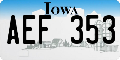 IA license plate AEF353