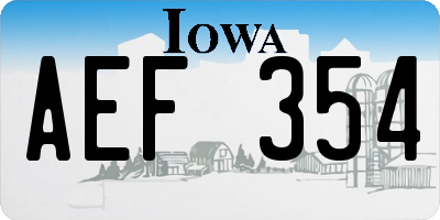 IA license plate AEF354