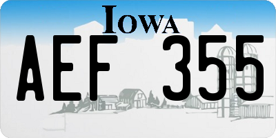 IA license plate AEF355
