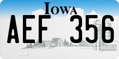 IA license plate AEF356