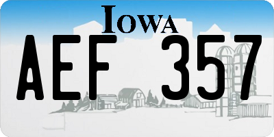 IA license plate AEF357