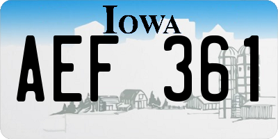 IA license plate AEF361