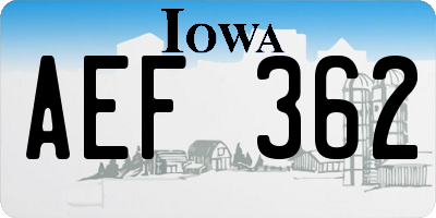 IA license plate AEF362