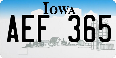 IA license plate AEF365