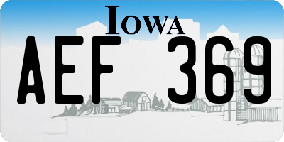 IA license plate AEF369