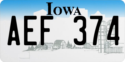 IA license plate AEF374