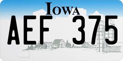 IA license plate AEF375