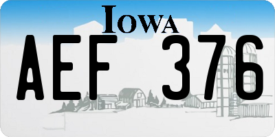 IA license plate AEF376