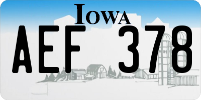 IA license plate AEF378