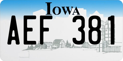 IA license plate AEF381