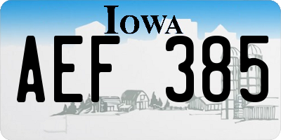IA license plate AEF385