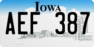 IA license plate AEF387