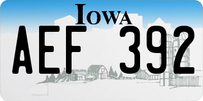 IA license plate AEF392