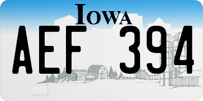 IA license plate AEF394