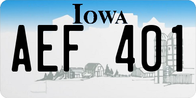 IA license plate AEF401