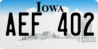 IA license plate AEF402