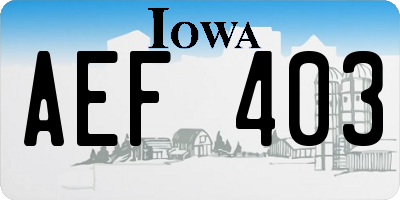 IA license plate AEF403