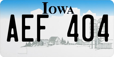 IA license plate AEF404