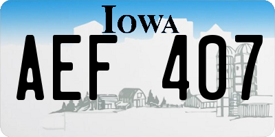 IA license plate AEF407