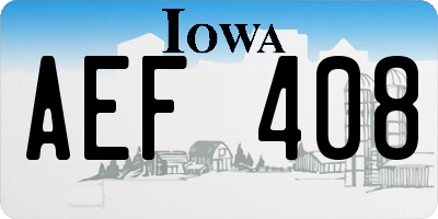 IA license plate AEF408