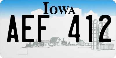 IA license plate AEF412
