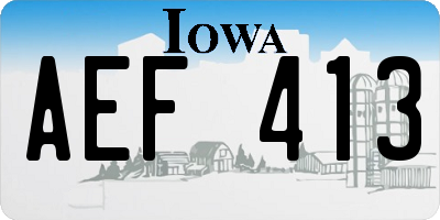 IA license plate AEF413