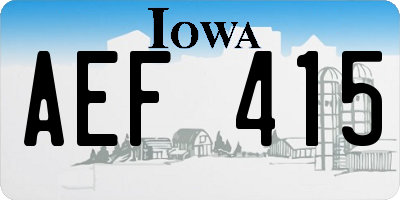 IA license plate AEF415