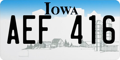 IA license plate AEF416