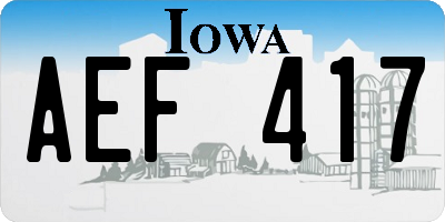 IA license plate AEF417