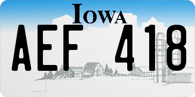 IA license plate AEF418