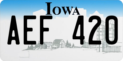 IA license plate AEF420