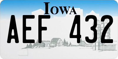 IA license plate AEF432