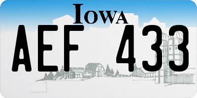 IA license plate AEF433