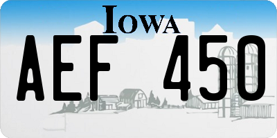 IA license plate AEF450
