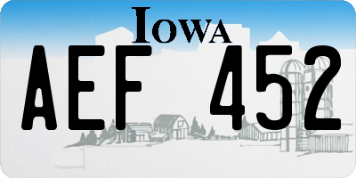 IA license plate AEF452