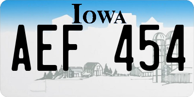 IA license plate AEF454