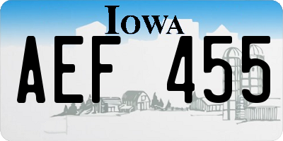IA license plate AEF455