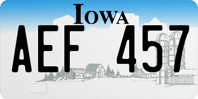 IA license plate AEF457