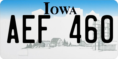 IA license plate AEF460