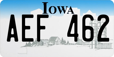 IA license plate AEF462