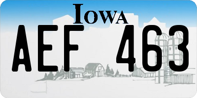 IA license plate AEF463