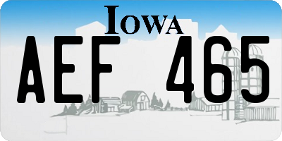 IA license plate AEF465