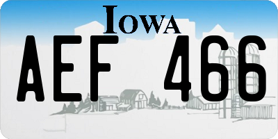 IA license plate AEF466