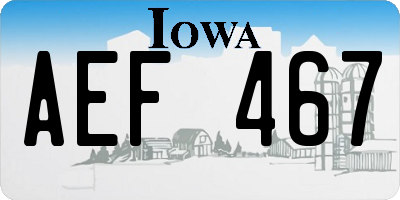 IA license plate AEF467