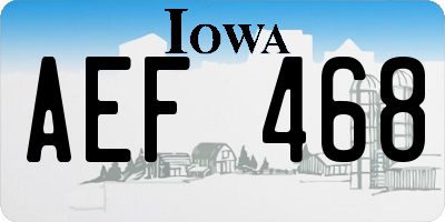 IA license plate AEF468