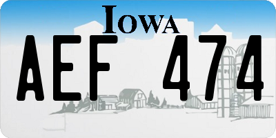 IA license plate AEF474