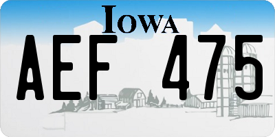IA license plate AEF475