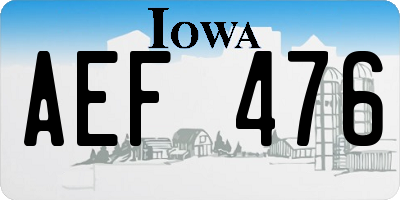 IA license plate AEF476