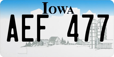 IA license plate AEF477